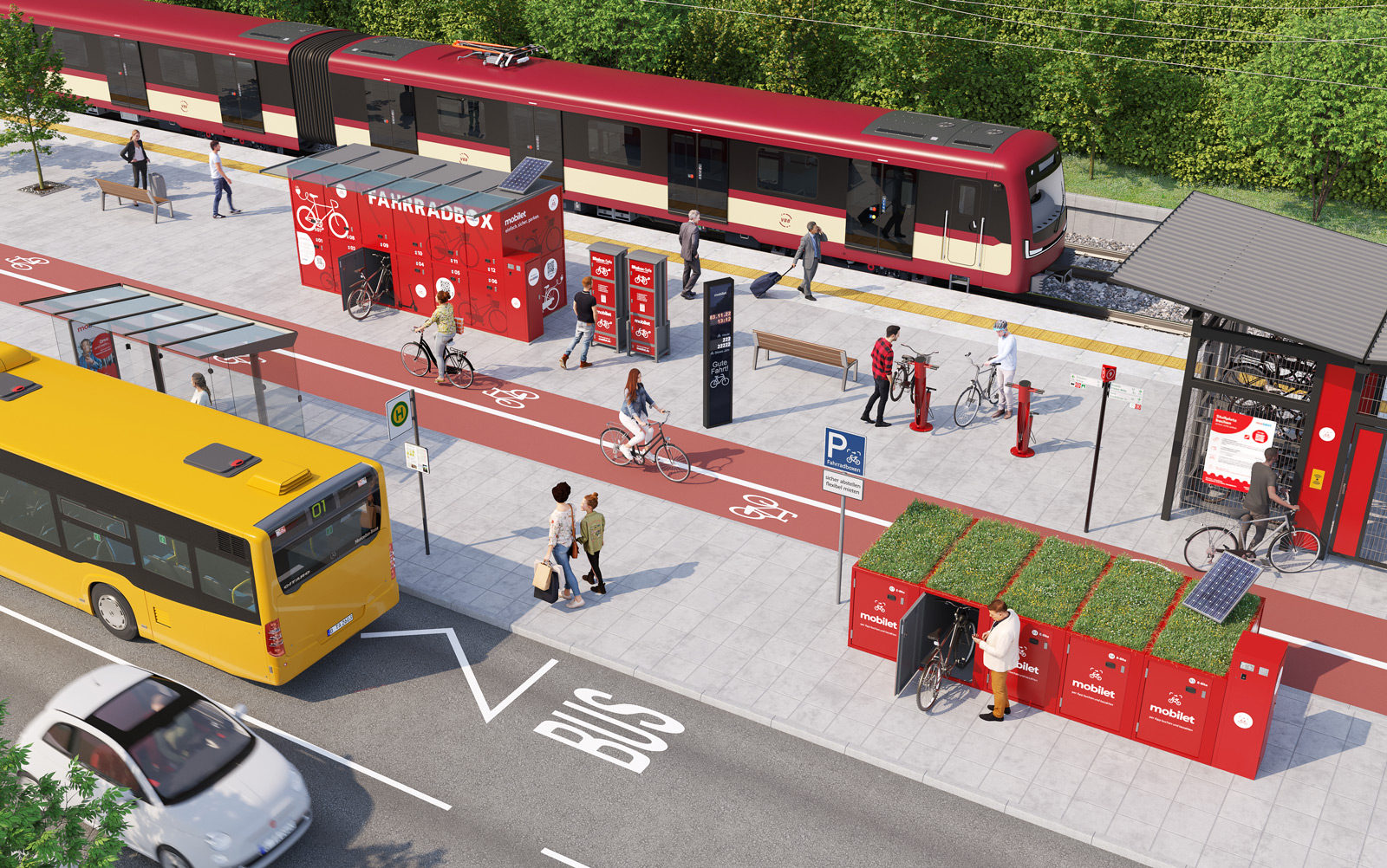 Fahrradstationen fördern die intermodale Mobilität einer Stadt und sorgen für das sichere Abstellen vor Vandalismus und Diebstahl.